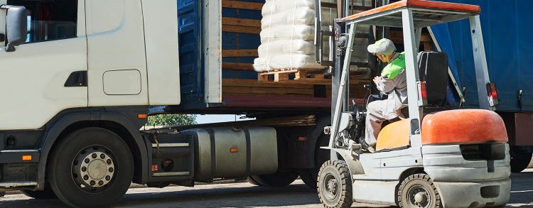 Forklift truck - loading for transport